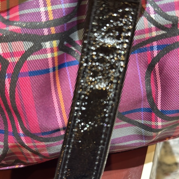 Coach -Like New! Pink black plaid purse:bag in original box! - Picture 5 of 9